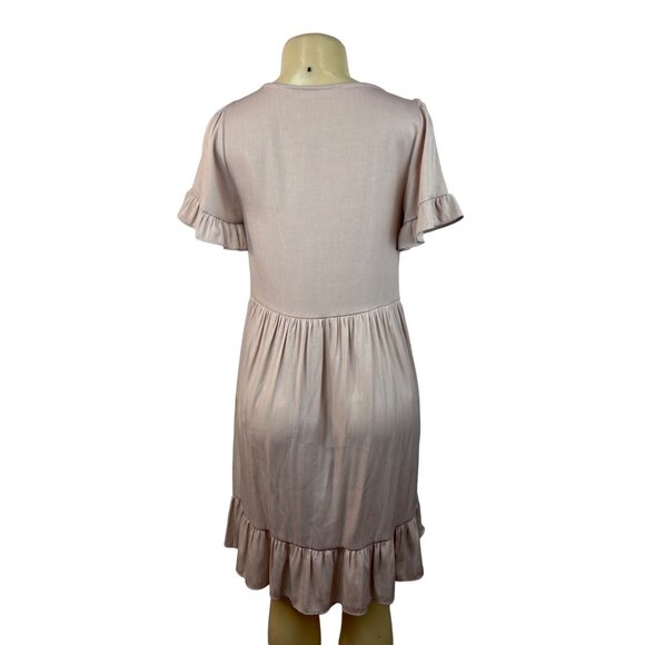 Calista Women's Dusty Pink Babydoll Short Sleeve Dress Sz S - Picture 3 of 7